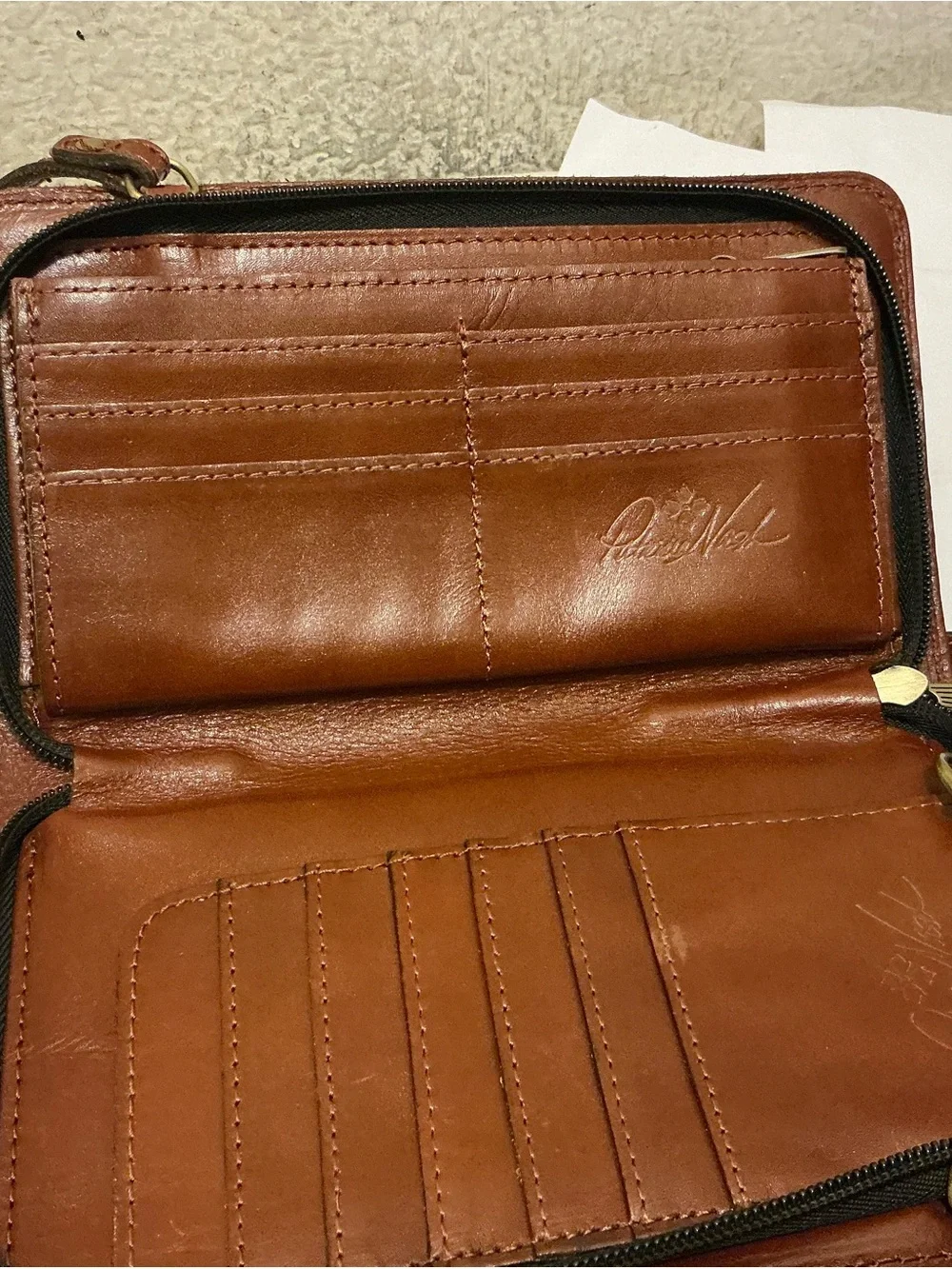 Patricia Nash Alberese Chestnut Brown Leather Crossbody Bag